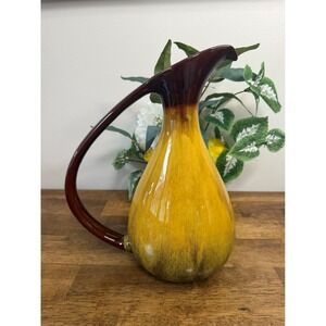 Vintage Blue Mountain Pottery Drip Glaze Pitcher – Yellow Brown Canadian Pottery